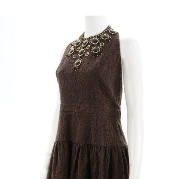 MILLY BROWN EMBELLISHED HALTER DRESS SIZE 12 NWT - Picture 5 of 6